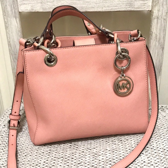 Michael Kors Saffiano Leather Cynthia Satchel - Picture 3 of 16